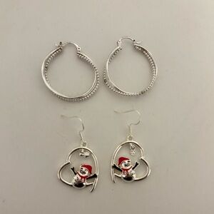 Earrings Set- Snowman and Hoops